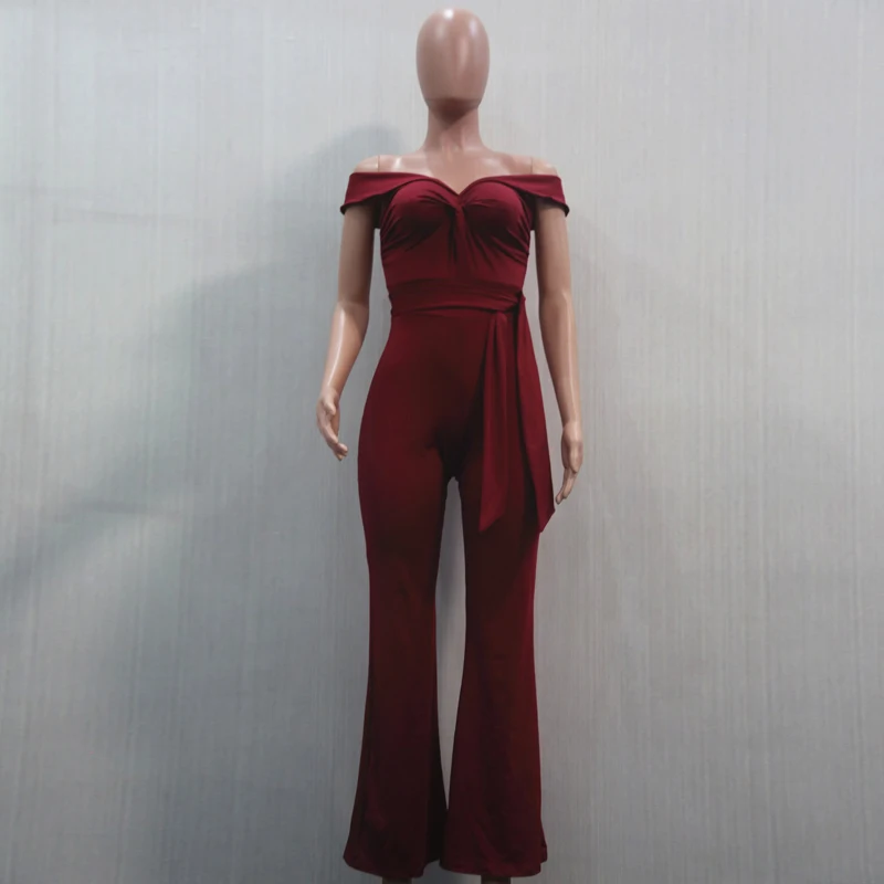 Summer new best selling straps jumpsuit solid color word shoulder jumpsuit white wine red black jumpsuit Summer new best selling straps jumpsuit solid color word shoulder jumpsuit white wine red black jumpsuit