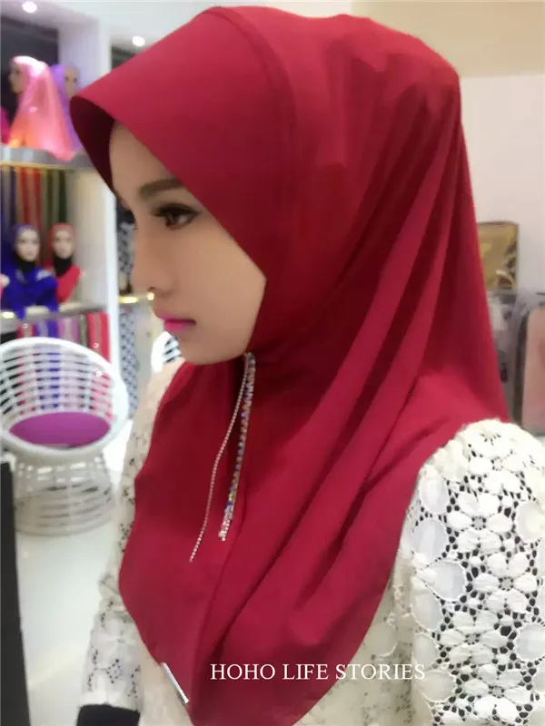 TJ47 Новая легкая одежда мусульманский хиджаб шарф женщин высокое количество дамы шарфы showl(без Броши - Цвет: TJ47002
