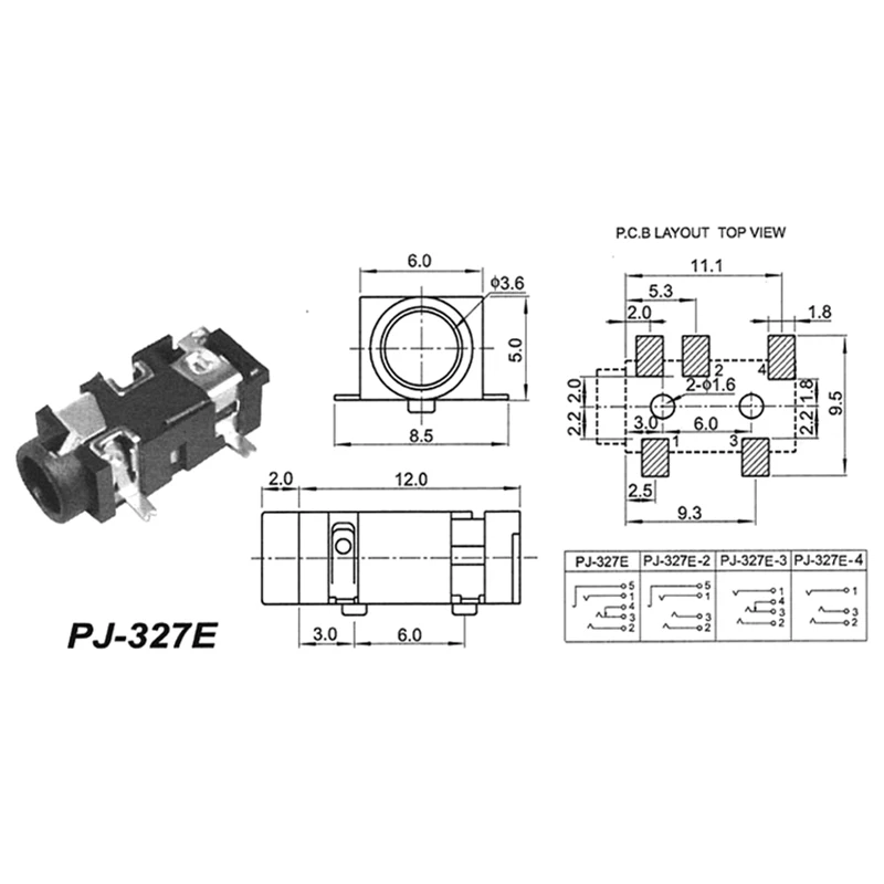 30pcs Jack 3 5mm Headphone Connector SMD type Smt 3 5 Headset Jack PJ Socket PJ 327E Paste Board For Bluetooth Small Speakers