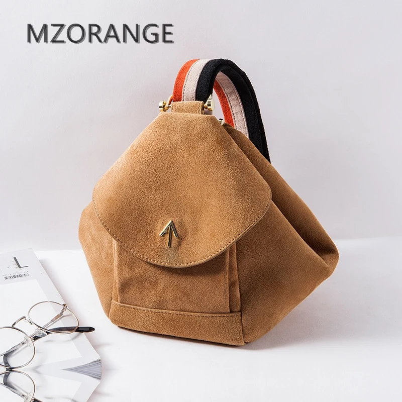 

MZORANGEO 2018 Vintage Suede design genuine leather Women handbag Fashion small brand Arrow Tote Lady Shoulder Bag Turkey