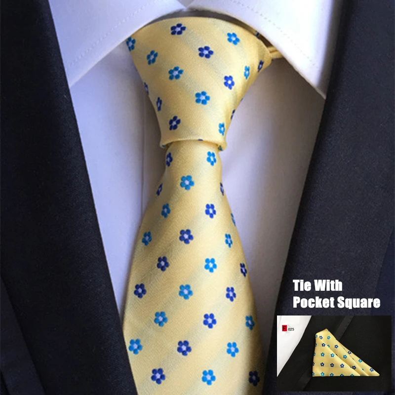 Высокое качество галстук набор приятный желтый Мужской Шелковый жаккардовые