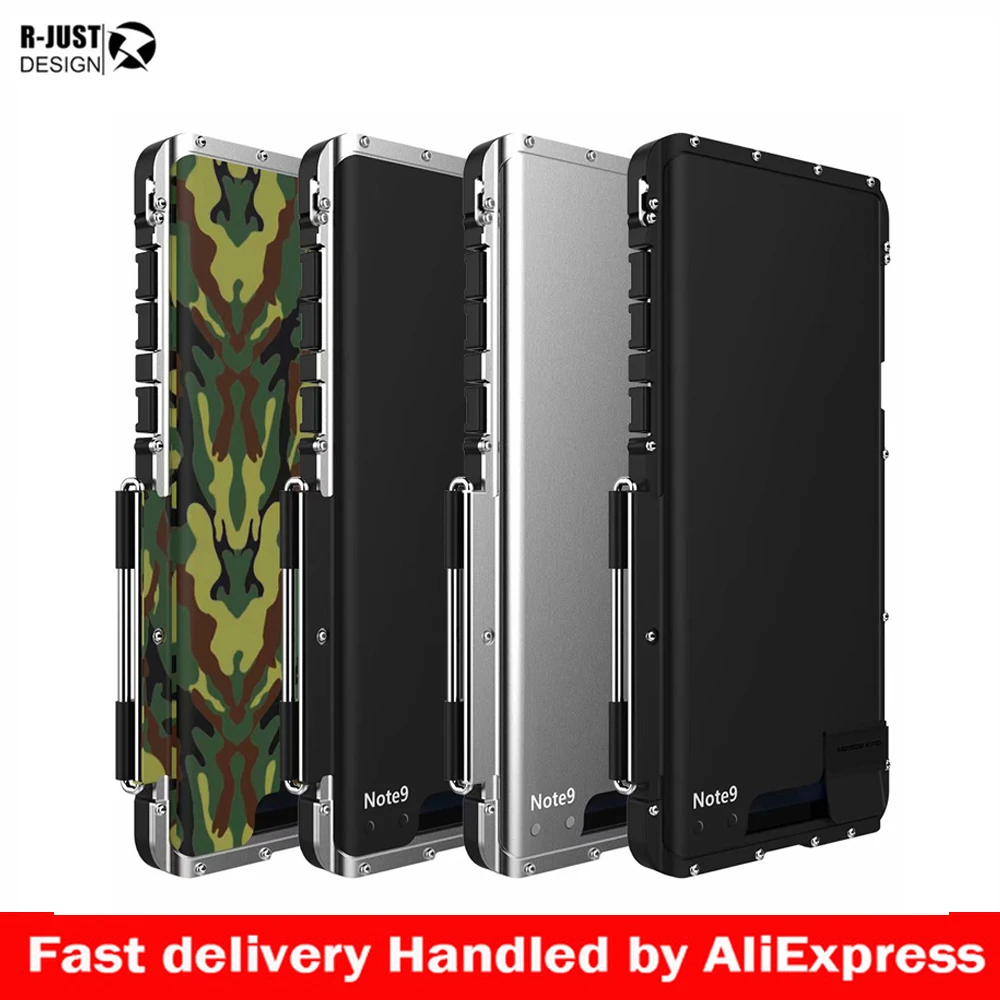 

For Samsung Galaxy Note 9 R-JUST King Iron Man Shockproof Cover 360 Protective Aluminum Metal Armor Flip Case For Samsung Note 9