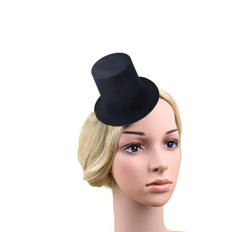 Women Girls Black Mini Top Hat Hair Clip Wedding Party Carnival Fancy