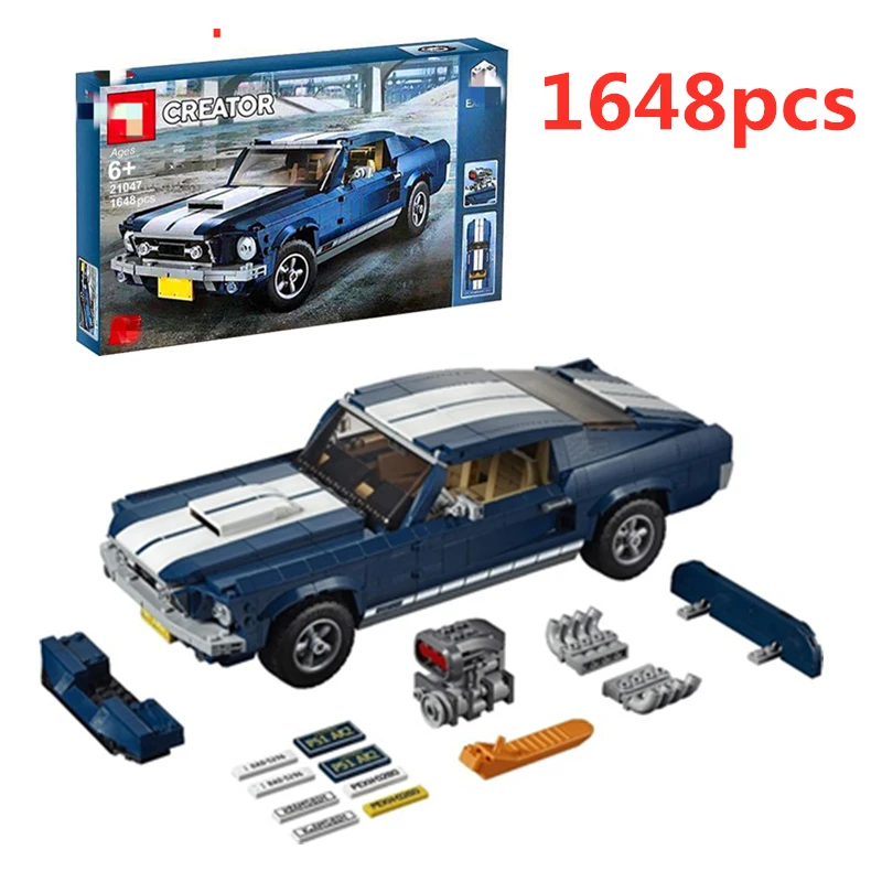 Цена Technic Classic 1967 Mustang GT Набор строительных блоков для автомобилей, наборы кирпичей, совместимые модели игрушек