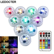 10 шт. 3 см RGB подводные огни многоцветный подводный свет лампы с 21 клавишами пульт дистанционного управления для вазы база цветочный аквариум