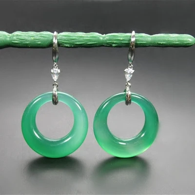 

Natural Green Stone Drop Earrings Elegant Happiness & Peace Earrings Girls' Gift All Earings