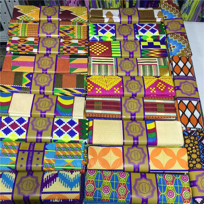 

2+2 yards Chitenge Ankara Print Fabric Polyester Ghana Kente Wax African Kitenge Print Wax Fabric For Cloth AW30