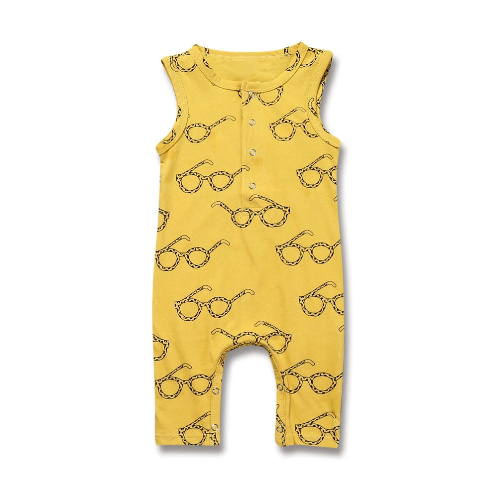 

Baby Rompers Tiny Cottons Newborn Boys Romper Girls Clothes Glasses Print Summer Clothing 2017 Sleeveless Jumpsuit kids clothes