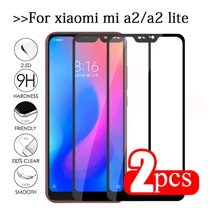 2 шт. закаленное стекло для xiaomi mi a2 lite Защитное xaomi mia2 light a2lite mia2lite Защитная пленка