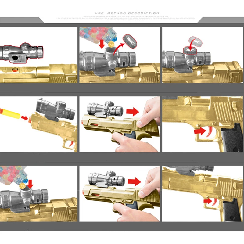 Пластмассовые игрушки пистолет с мягкими пулями присоска Пейнтбол пустыня Орел водный гель мяч пистолет игрушка для игр на открытом воздухе для детей Подарки для мальчиков