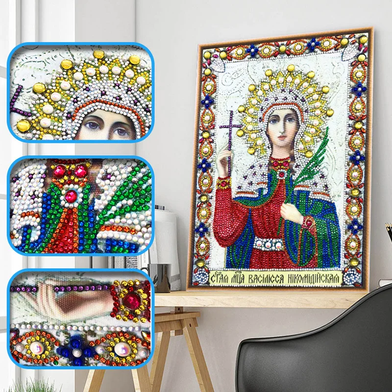 RUBOS DIY Diamond Painting Icons Theotokos Jerusalem Religion Diamond Embroidery 5D Big Bead Pearls Glass Mosaic 3D Crystal Sale (4)