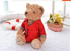 Большой милый плюшевый медведь игрушка плюшевые красные пальто пыли медведь игрушка кукла подарок на день рождения около 40 см