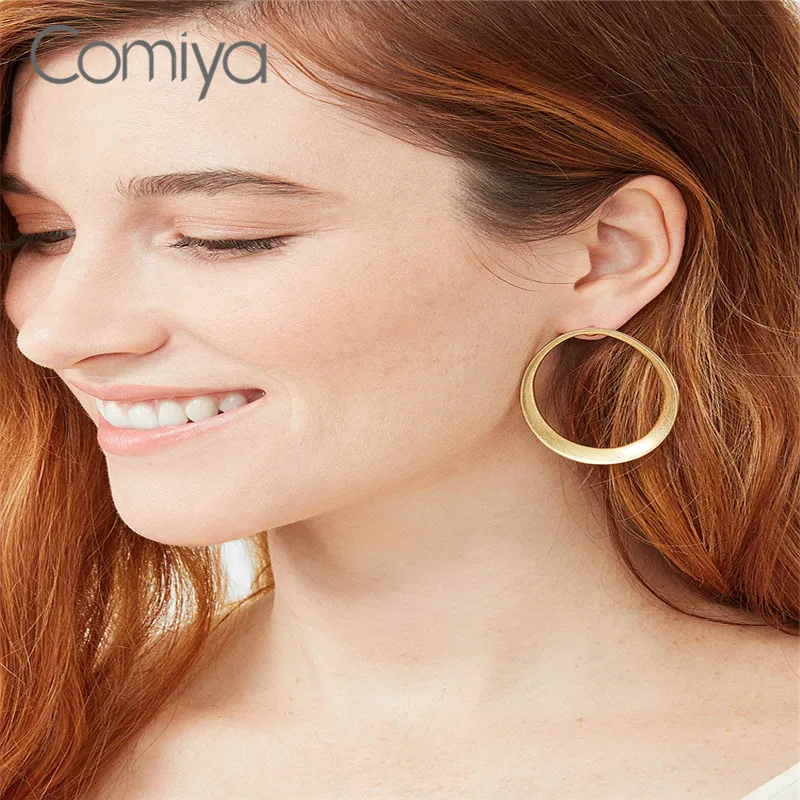 

Comiya Stud Earrings For Women Gold Silver Color Zinc Alloy Korean Earring Big Circle Brincos Feminino Mujer Brinco Feminino