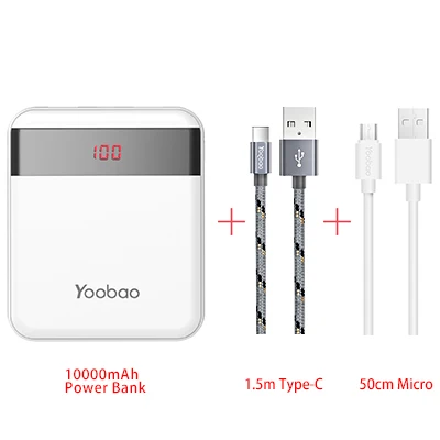 Yoobao m4pro 10000 мАч мини красочный мобильный Запасные Аккумуляторы для телефонов 2 Порты USB 2A Выход и 2A Вход светодиодный цифровой телефон Батарея Зарядное устройство - Color: WE-Type C-Micro