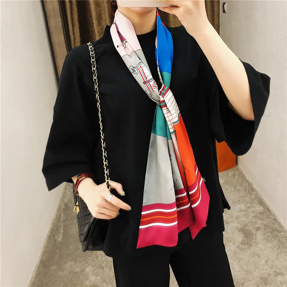 

2023 дизайнерский роскошный брендовый клетчатый шарф для лошадей, женский модный Шелковый шарф, шарфы для женщин, платок для головы, Женский Галстук