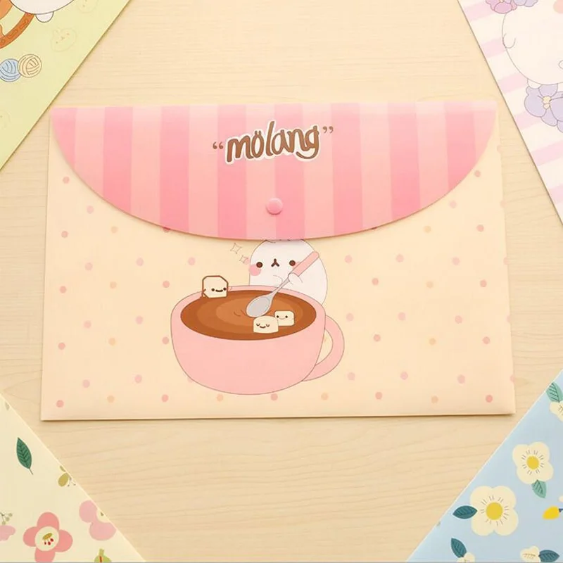 

Cartoon Floral or Cartoon Animal PP Envelope File Folder Document Bag Paper Holder Pockets with Snap Button Closure