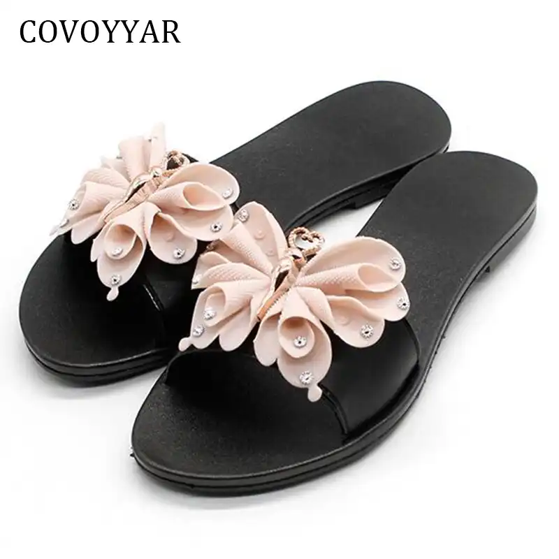 black plastic flip flops