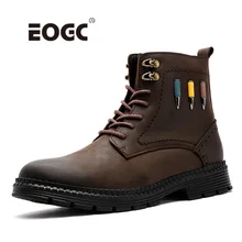 High Quality Men Boots Autumn Winter Natural Leather Boots Lace-Up Men Shoes Warm Plush Fur Winter Shoes Waterproof Ankle Boots mycolen genuine leather marten boots autumn high quality designer men shoes lace up cowboy ankle boots winter shoes obuwie