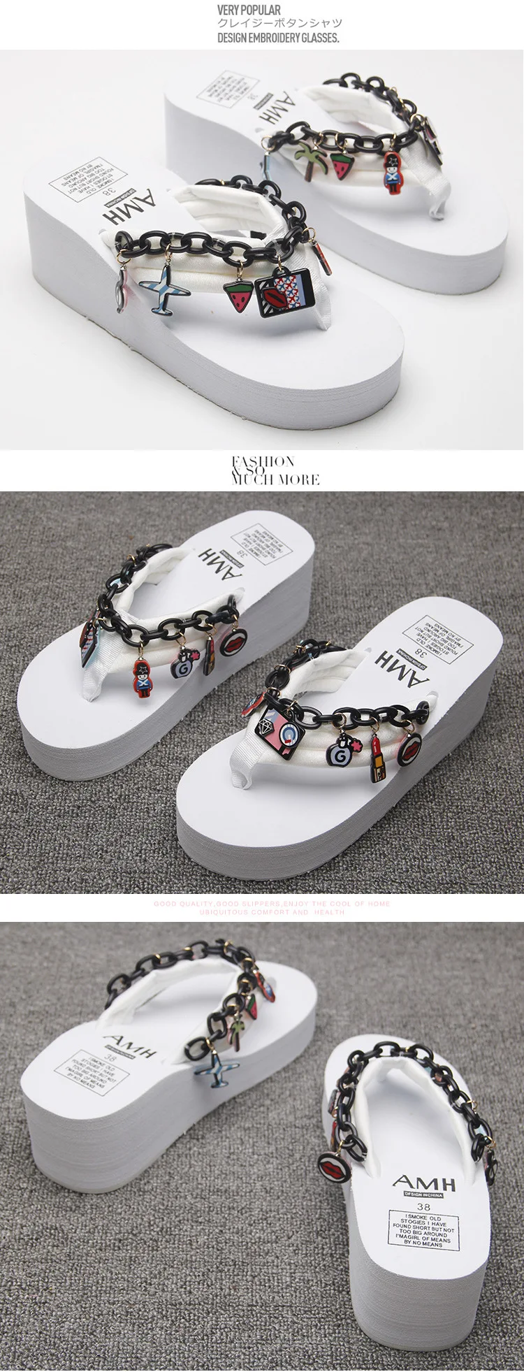 Korea White Wedge Slip On Flip Flops Slippers Womens Summer Antiskid Slipper Platform Shoes Cheap48