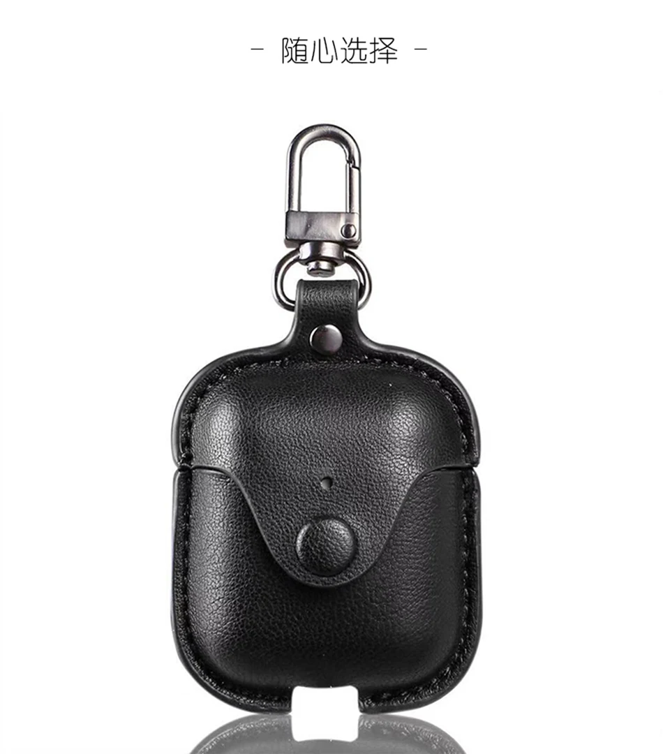 Чехол для наушников для Airpods Кожаный чехол Роскошный чехол для Apple AirPods 2 Чехол Air pods аксессуары для наушников сумки - Цвет: Black
