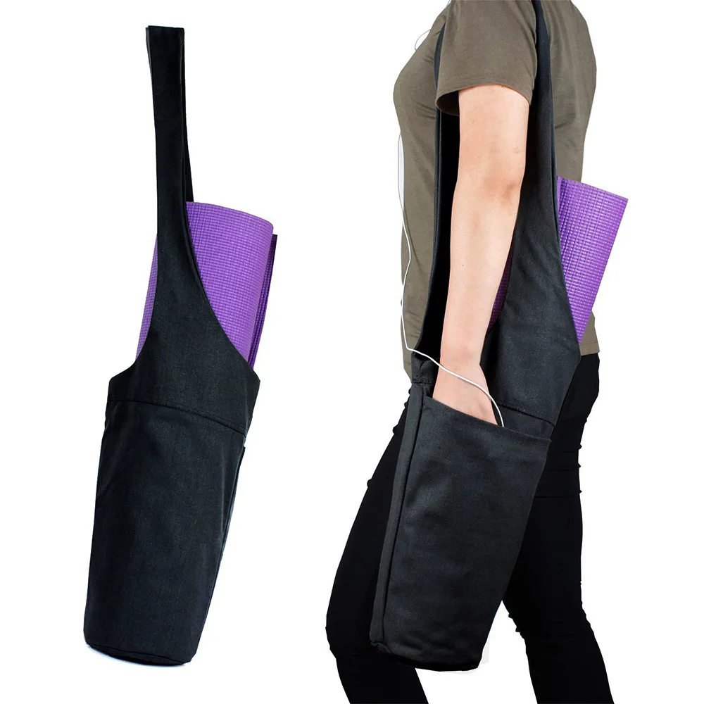 Yoga Mat Bag Carrier Durable Canvas Pilates Mat Bag with Inner Zipper
