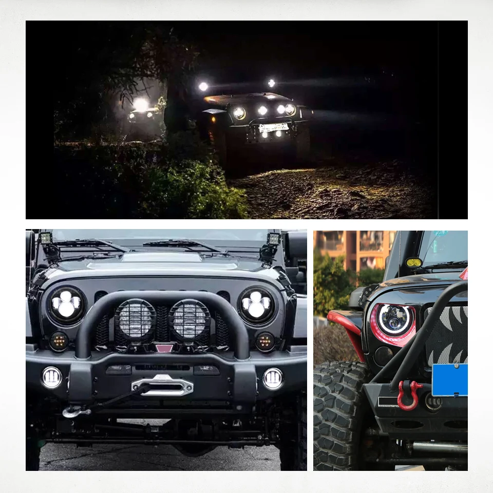 Auxmart светодиодный 2 шт. 7 дюймов 60 Вт головной светильник для Jeep Wrangler JK TJ LJ Land Rover Defender светодиодный светильник светодиодный авто