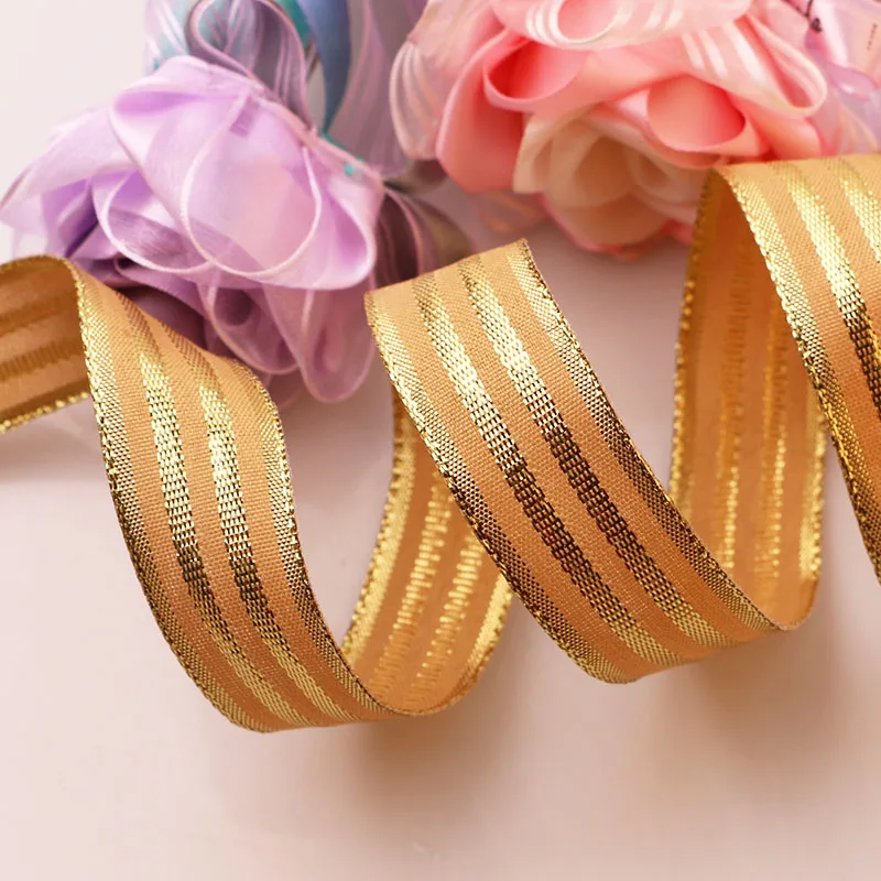 

2cm5yards DIY AccessoriesRibbon with wire edge, hard mesh, ribbon, gold ribbon, decorative tree gift box, bowknot wrapping