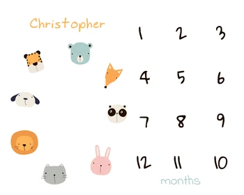 

baby monthly milestone blanket-photography prop backdrop for newborn,new mom baby shower gift 60x40 inch W-719