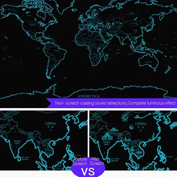 

NEW HOT high quality Luminous Deluxe Scratch Map 1Piece world map scratch travel scratch off maps With Starlight Free Shipping