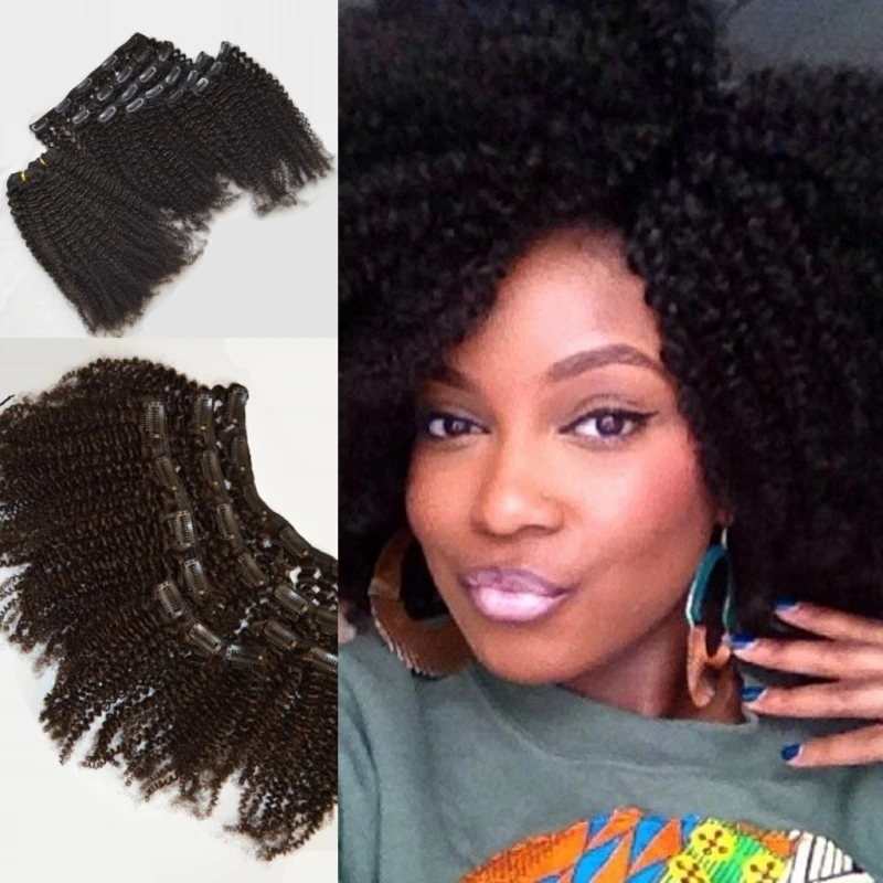 Cheap 4b/4c clip ins hair extensions,8A natural human hair virgin