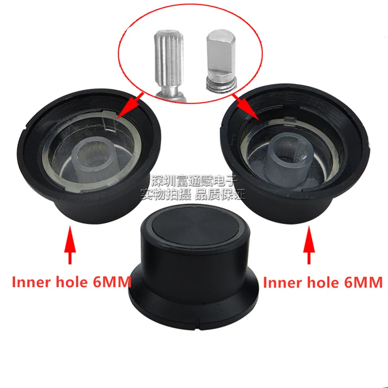 

5pcs Exquisite workmanship diameter 25MM*15MM transparent knob potentiometer cap switch with half shaft / flower core