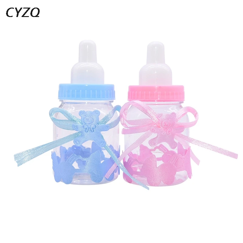 

12pcs/lot Baby Shower Candy Boxes Bottle Baby Girl/Boy Plastic Feeder Feeding Bottle Gift Box For Birthday Party Decoration Kids