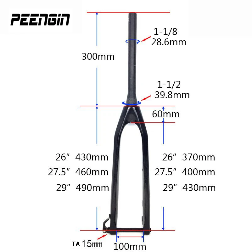 29er Full carbon mountain bicycle disc brake forks 27.5 inch bike fork