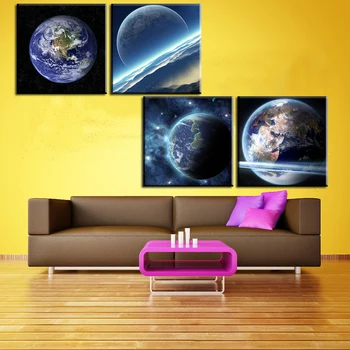 

Wall Pictures No Framed House Room Dining Hall Office Art Blue Black Universe The Earth Oil Paintings On Canvas For Wall Decor