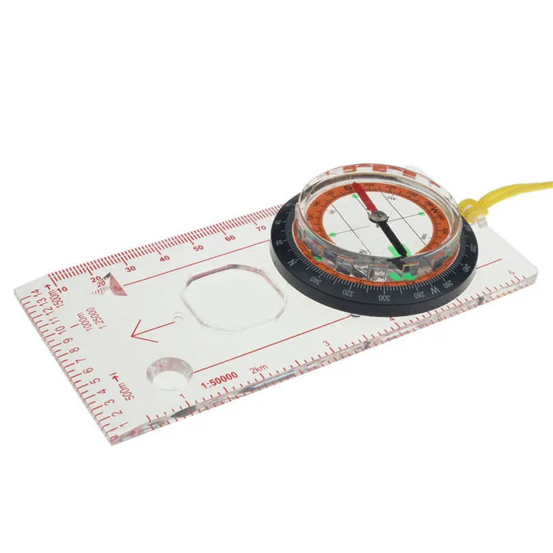 Outdoor Compass map ruler Portable Hiking Camping Ruler Map Magnifier Liquid Filled Compass #2o26 (1)