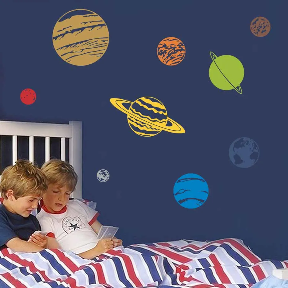 Us 629 30 Offcolorful Planet Decal Solar System Color Wall Sticker For Kids Rooms Nursery Removable Wallpaper Diy Wall Art Decals Home Decor In