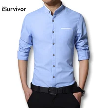 ISurvivor для мужчин осень Smart повседневное hirts Camisa Masculina мужской Тонкий Встроенная с длинными рукавами одноцветное цвет модные рубашки для