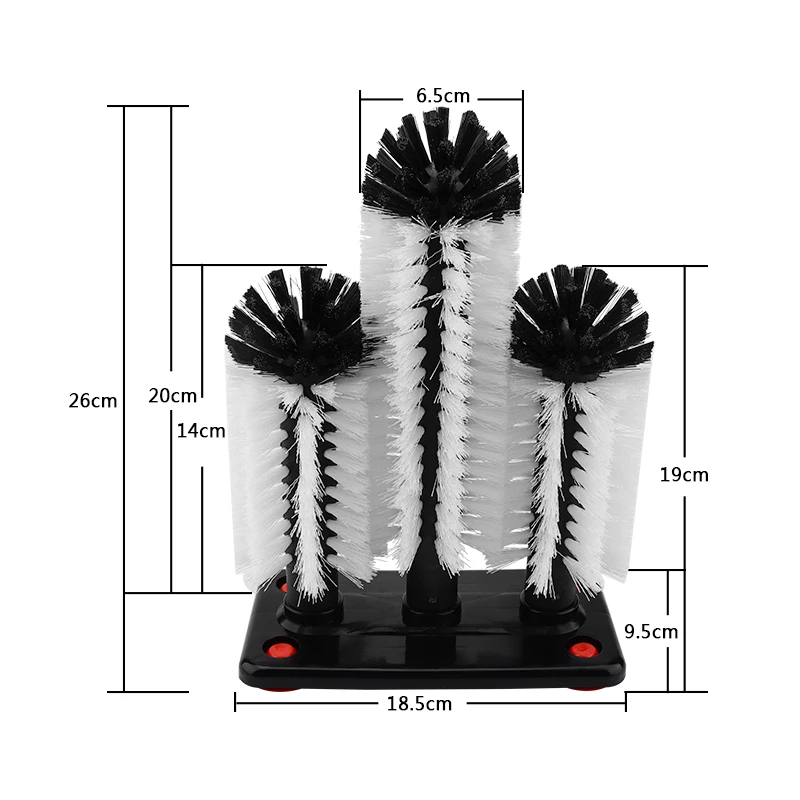 Нейлоновая щетка для мытья стекла, набор из 3 щеток для очистки бутылки с водой с присоской, инструменты для очистки, щетка для винного стакана, инструменты для бара