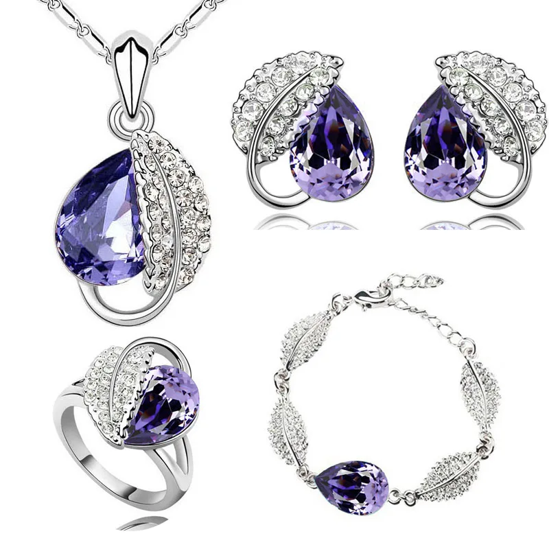Комплект из колье и серёг с подвеской кристаллом|set necklace earring|necklace earringpendant jewelry sets |