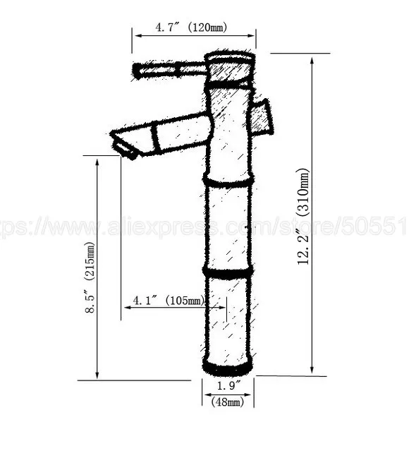 Polished Chrome bathroom sink basin faucet Bamboo style single hole basin faucet hot and cold tap znf047