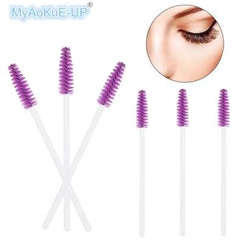 

White +Purple Red Disposable Eyelashes Nylon Mini Mascara Wands Applicator 200pcs One-off Lash Brush For Eyelash Extension Tools