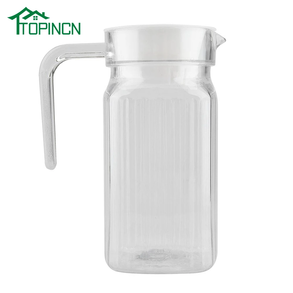 

TOPINCN Acrylic Transparent Juice Water Bottle 500ml - 1800ml Striped Water Ice Cold Juice Jug with Lid for Bar Home