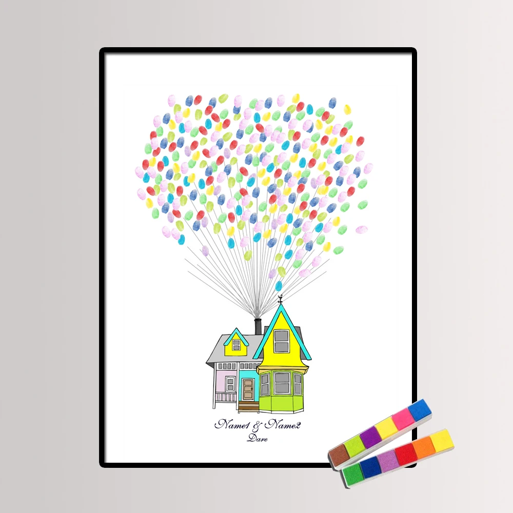

Customized Fingerprint Wedding Tree Poster Home House Canvas Painting Signature Guestbook For Wedding Gift Home Decor