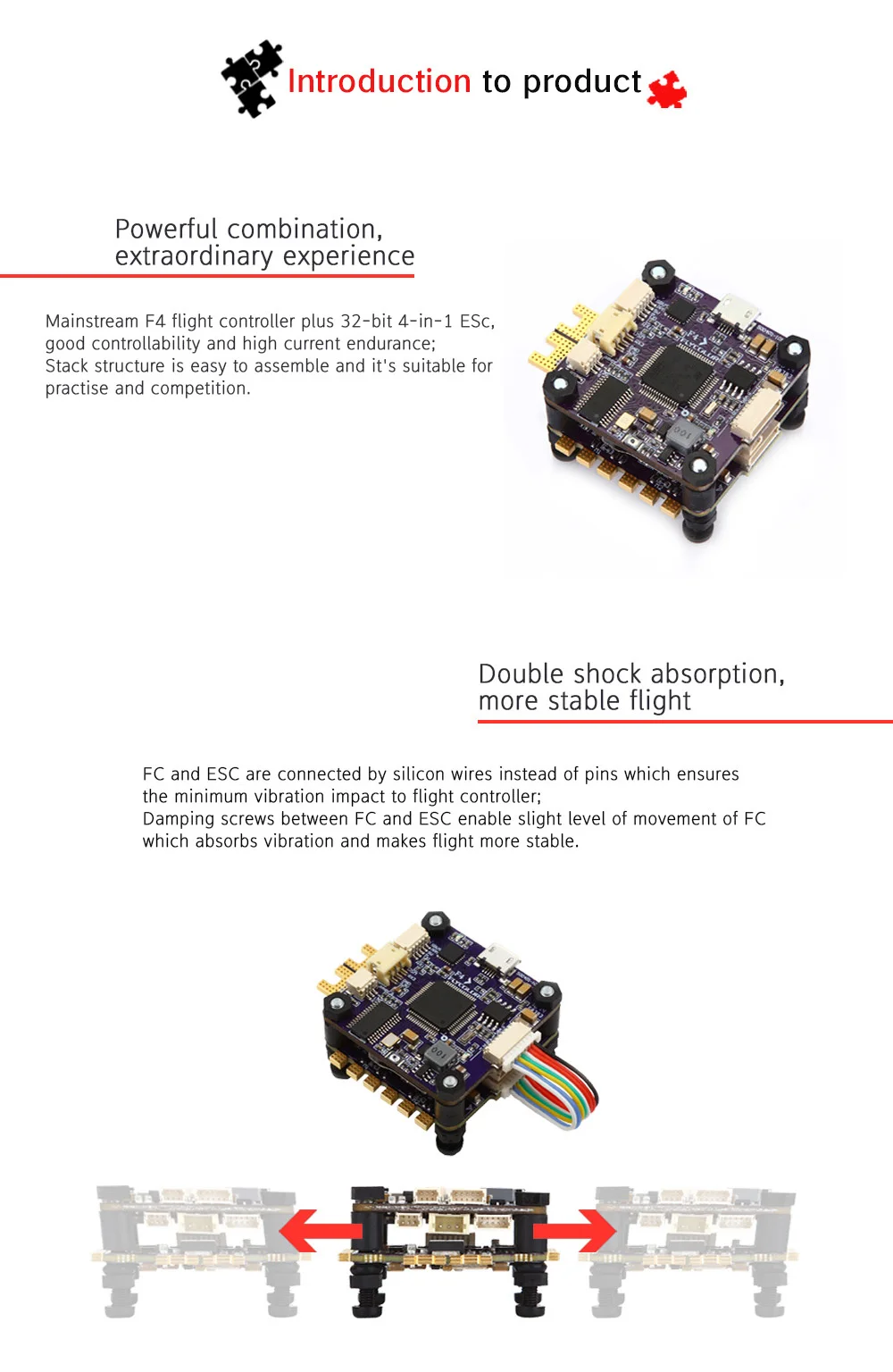 Х-башня F4-40A F4 игровые джойстики и 32 бита 4in1 с диагональю экрана 3-6 S 40A ESC двойной вибрационные демпфирующие fytower для Дроны с камерой вид от первого лица