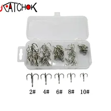 48 шт./кор. происхождения тройной крючок коробка набор различных размеров высокоуглеродистой стали три Якорные крючки Крючки-Тройники Коробка комбо набор рыболовные снасти