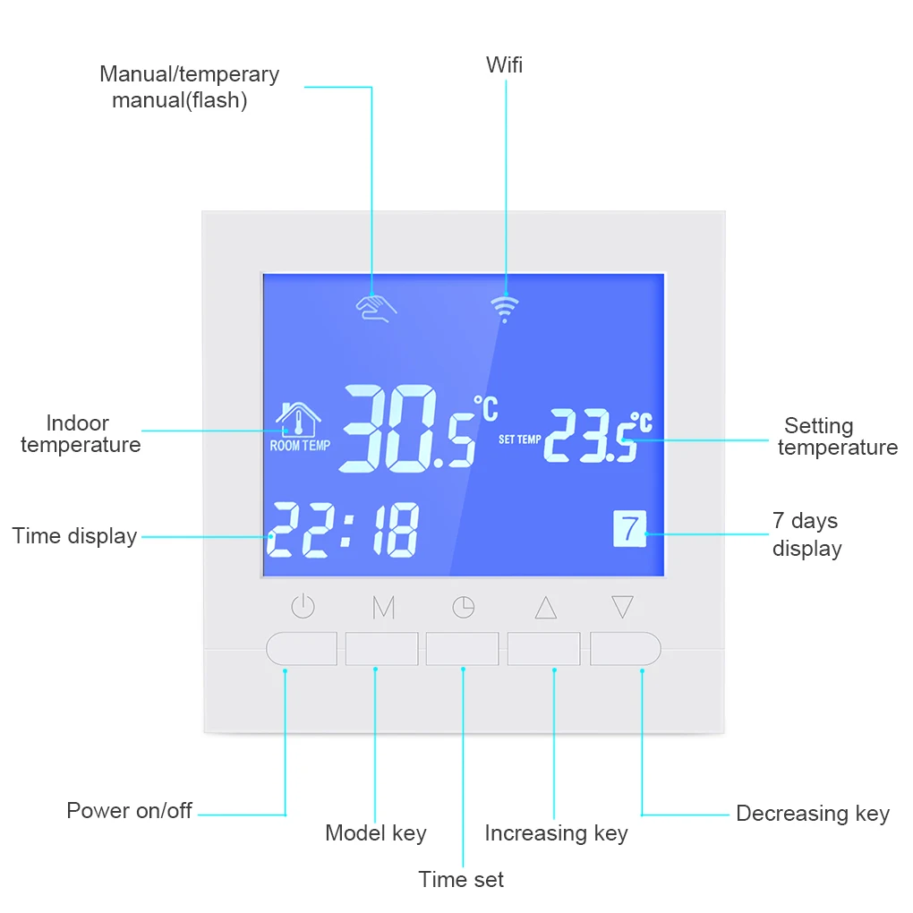 Программируемый wifi термостат Электрический или водяной подогрев пола термостат ЖК-дисплей умный wifi контроллер температуры