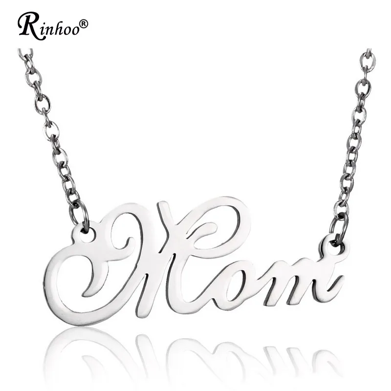 Engraved Letters Mom Dad Love Forever Stainless Steel Necklace& Pendant