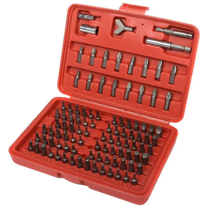 

100pcs Chrome Vanadium Security Screwdriver Tamper Torx Hex Bit Set W/ Case
