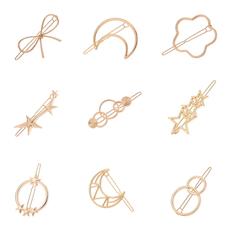 

Hair Clip Hollow Geometric Pattern Star Round Headwear Barrette for Women M8694