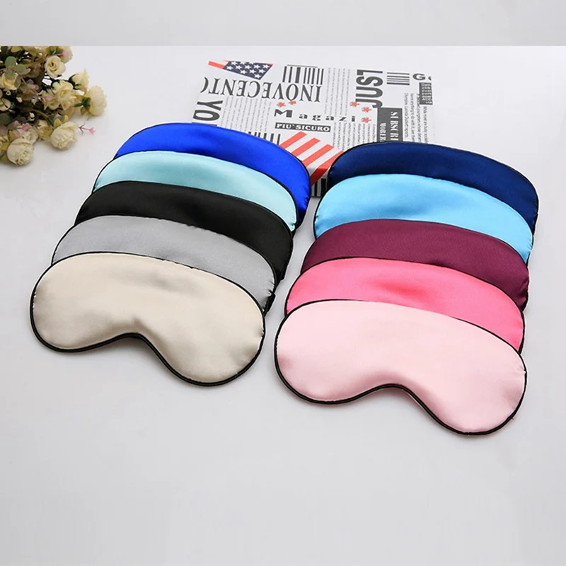 

1Pc Pure Silk Eye Mask Padded Shade Cover Travel Relax Aid Blindfolds Eye Care Tool